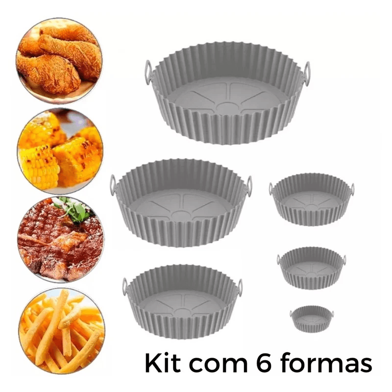 KIT 6 FORMAS DE SILICONE PARRA AIR FRYER