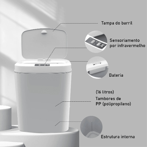 LATA DE LIXO COM SENSOR INTELIGENTE